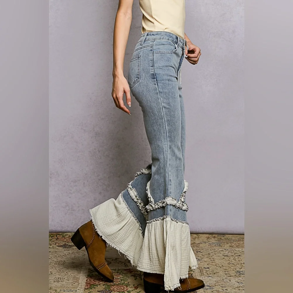PB15 POL Blue Flared Jeans - Picture 5 of 5